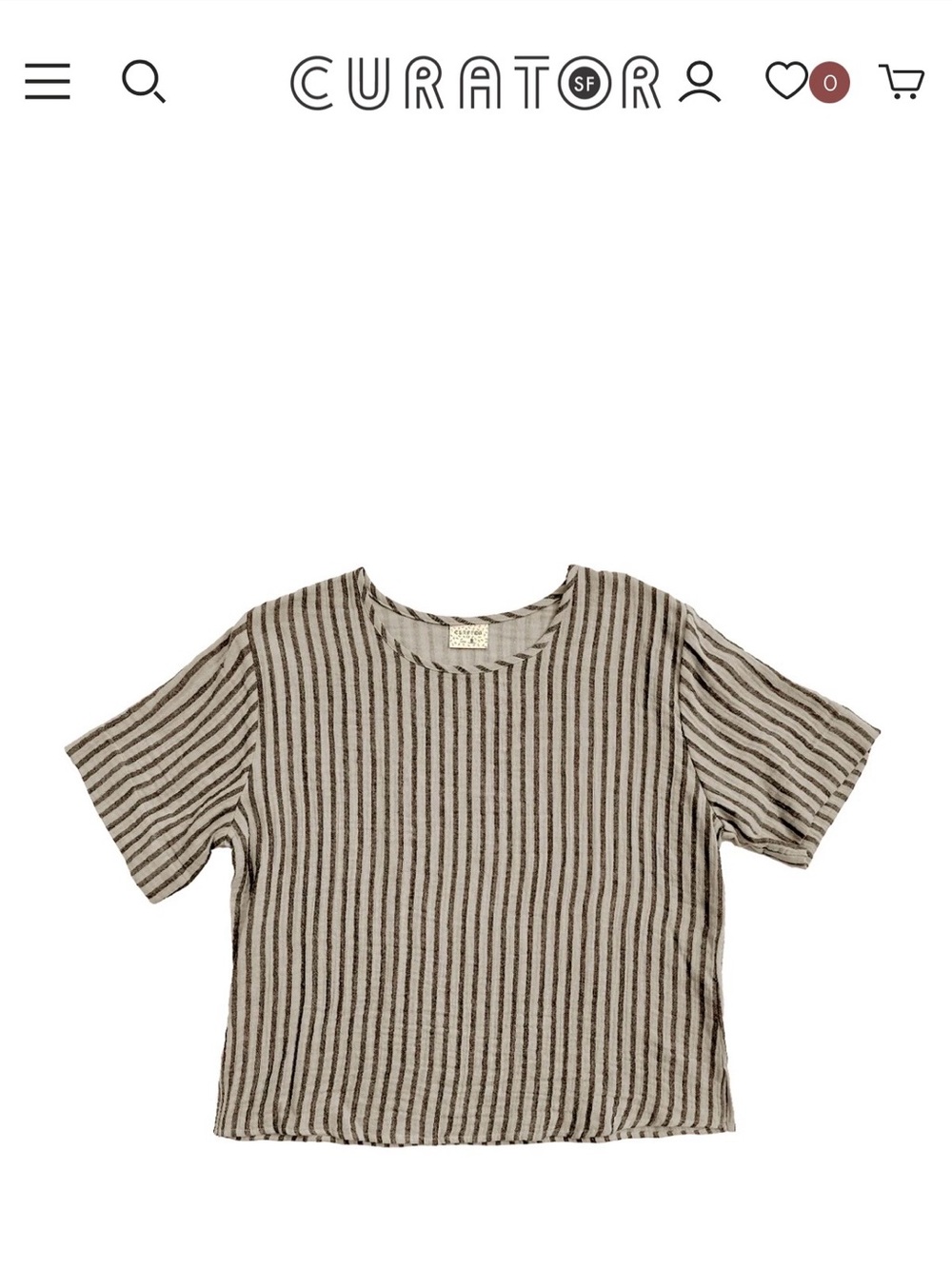 Curator SF Hanna Tee -100% cotton NWOT - Oat and Black Stripe - Picture 5 of 6